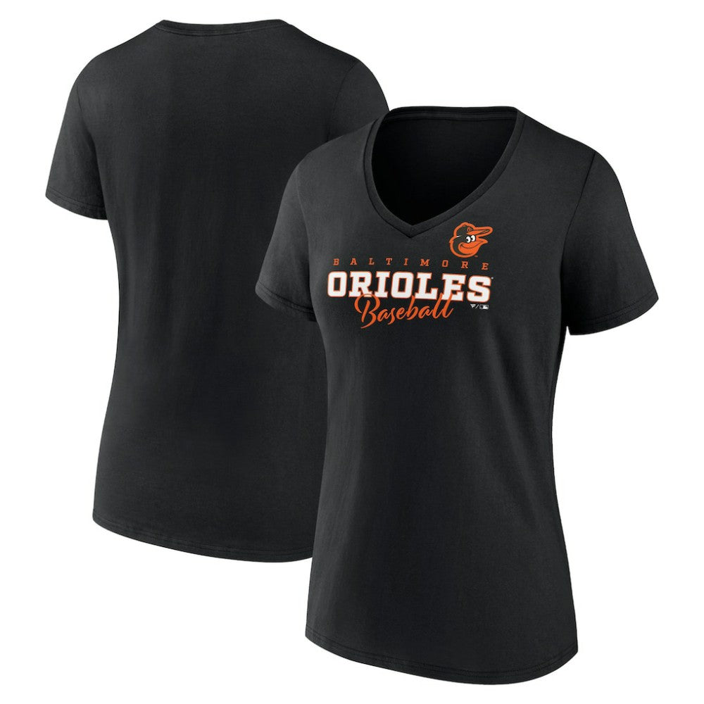 Baltimore Orioles Women's Back In Business V-Neck T-Shirt - Black