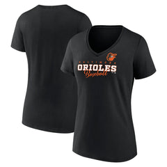 Baltimore Orioles Women's Back In Business V-Neck T-Shirt - Black