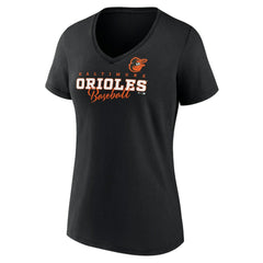 Baltimore Orioles Women's Back In Business V-Neck T-Shirt - Black