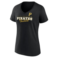 Pittsburgh Pirates Women's Back In Business V-Neck T-Shirt - Black