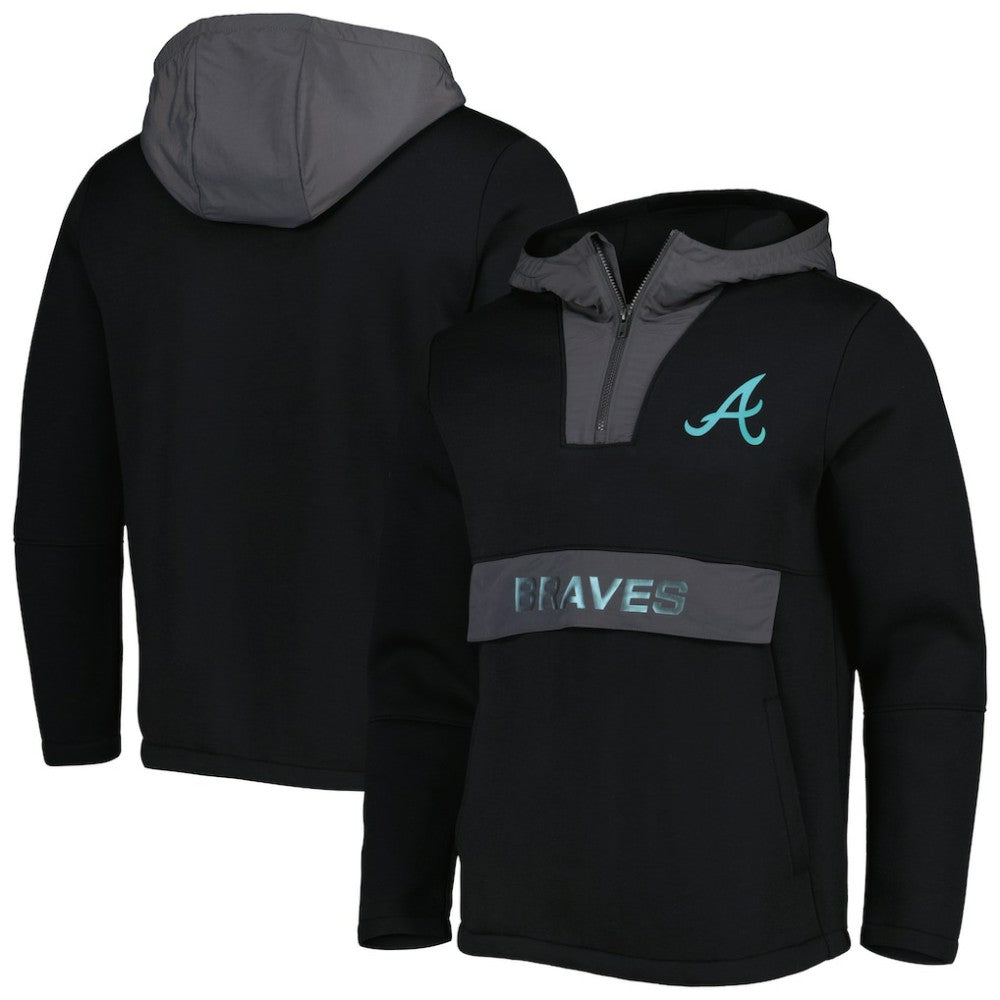 Atlanta Braves Levelwear Ruckus Quarter-Zip Hoodie - Black
