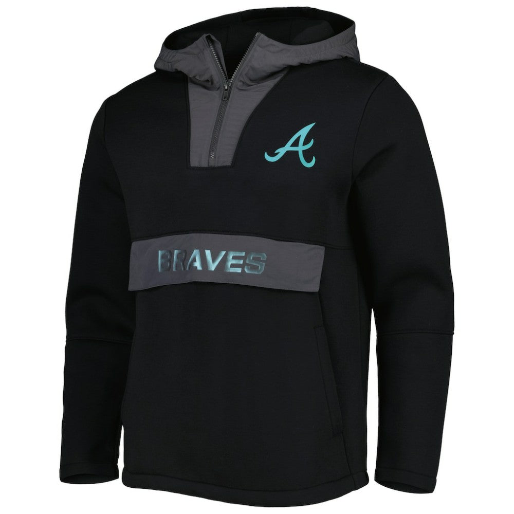 Atlanta Braves Levelwear Ruckus Quarter-Zip Hoodie - Black