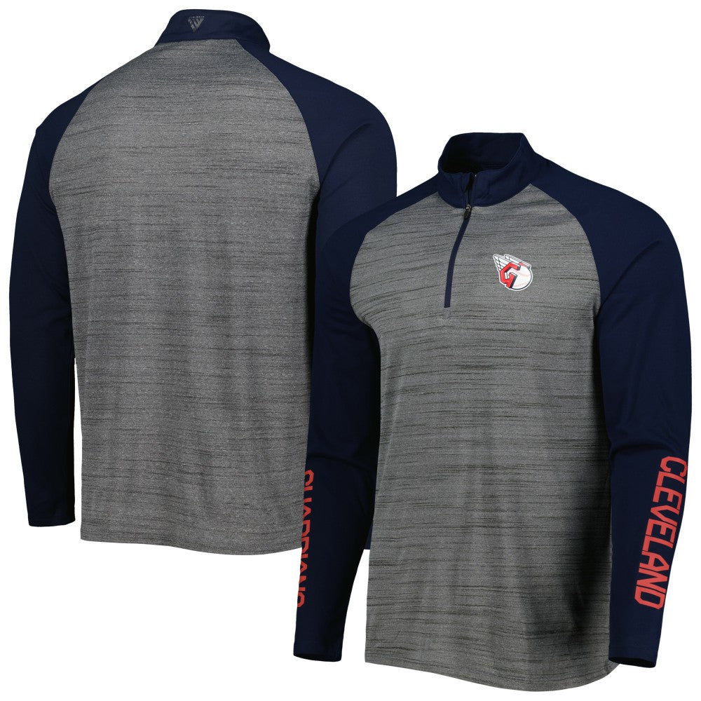 Cleveland Guardians Levelwear Vandal Raglan Quarter-Zip Top - Heather Gray