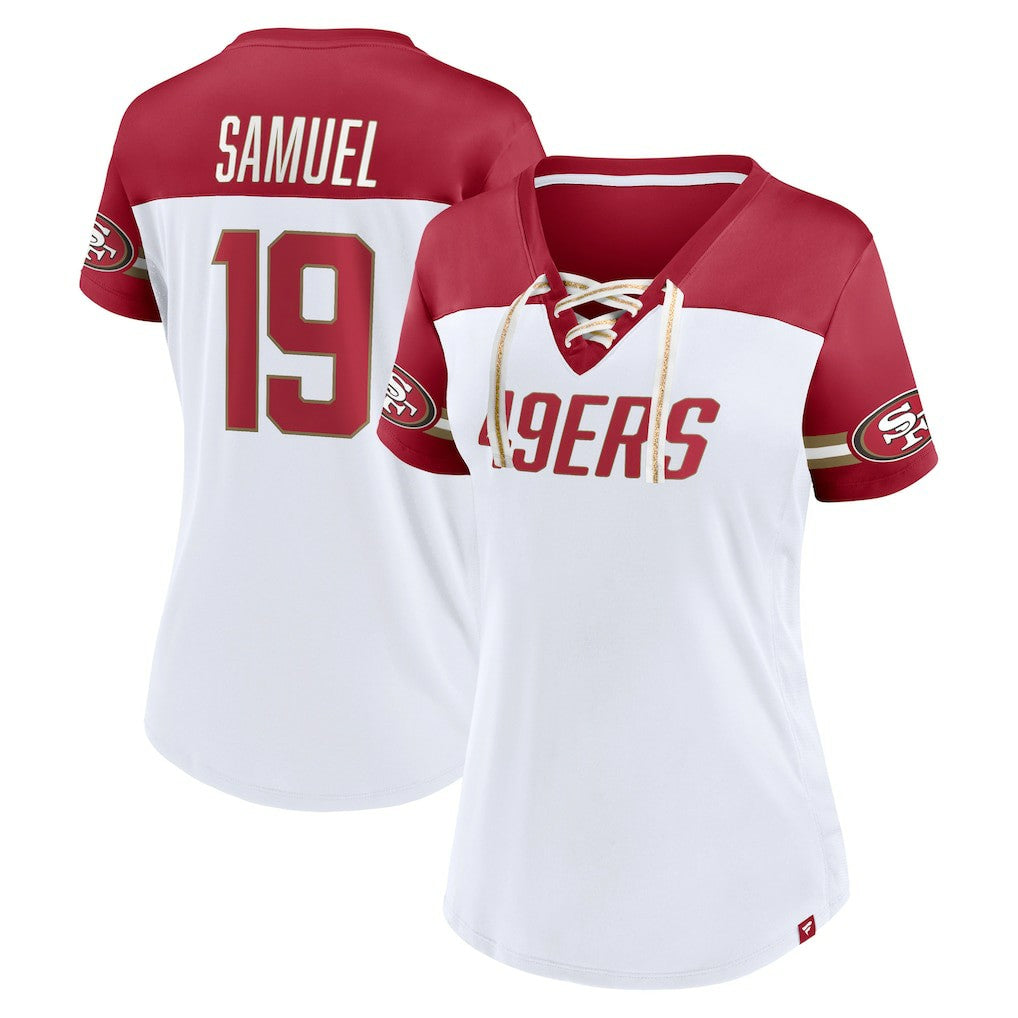 Deebo Samuel San Francisco 49ers Women's Athena Name & Number V-Neck Top - White on sale