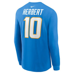 Justin Herbert Los Angeles Chargers Player Name & Number Long Sleeve T-Shirt - Powder Blue | Nike cheap