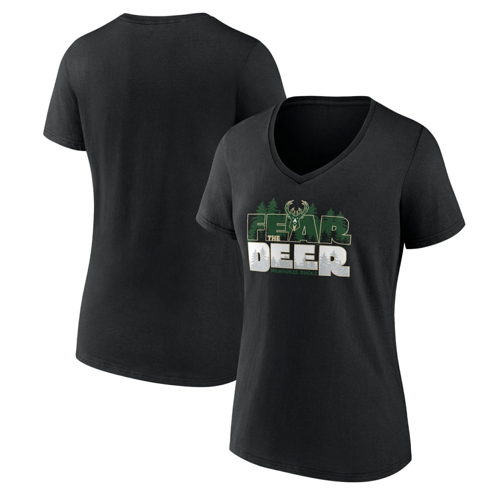 Women's Black Milwaukee Bucks Core Hometown V-Neck T-Shirt for sale