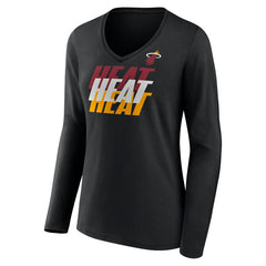 Miami Heat Women's Tumble V-Neck Long Sleeve T-Shirt - Black sale