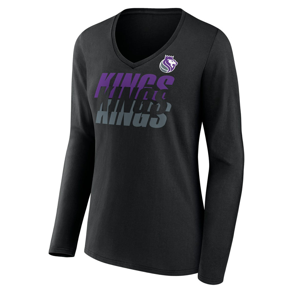 Sacramento Kings Women's Tumble V-Neck Long Sleeve T-Shirt - Black discount