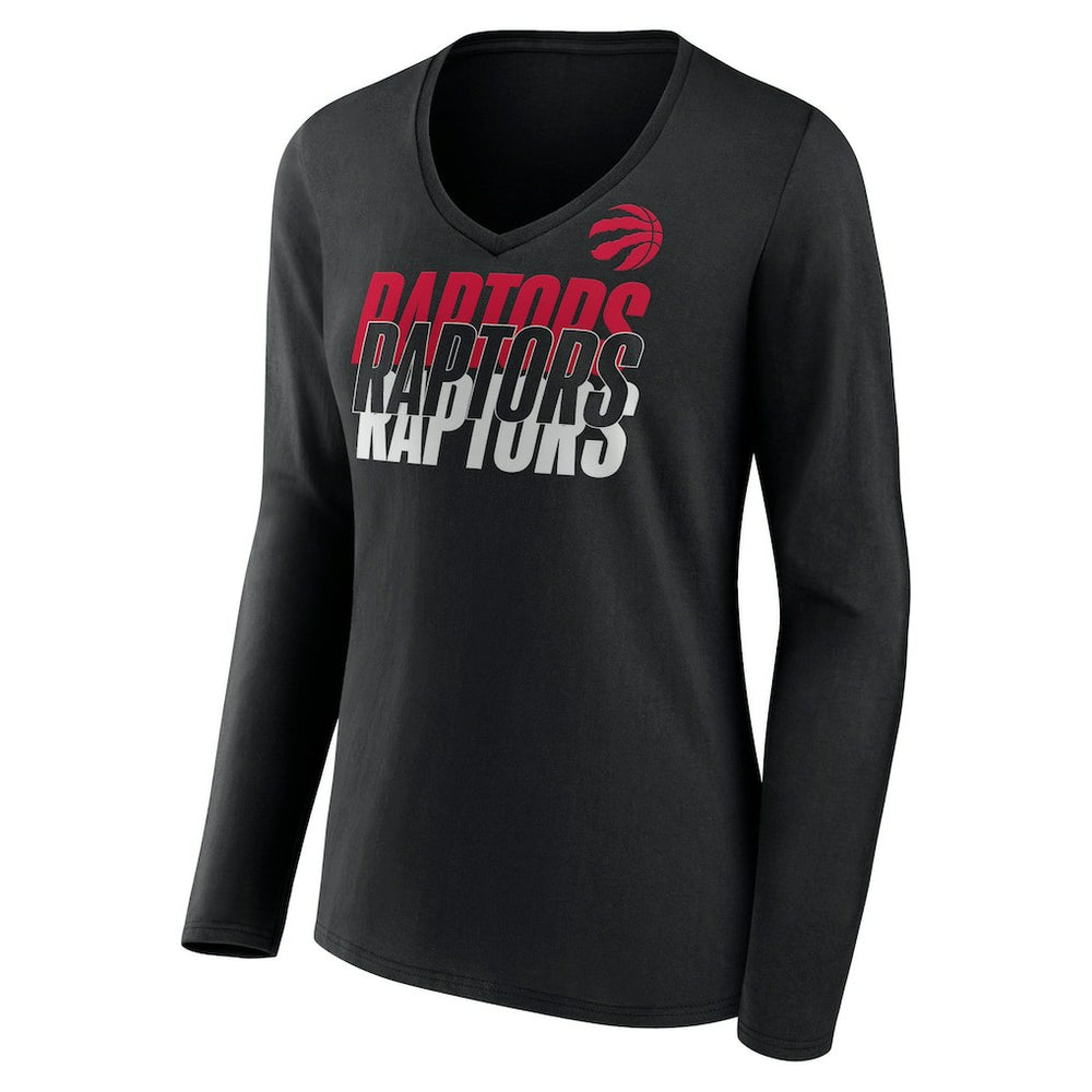 Toronto Raptors Women's Tumble V-Neck Long Sleeve T-Shirt - Black shop
