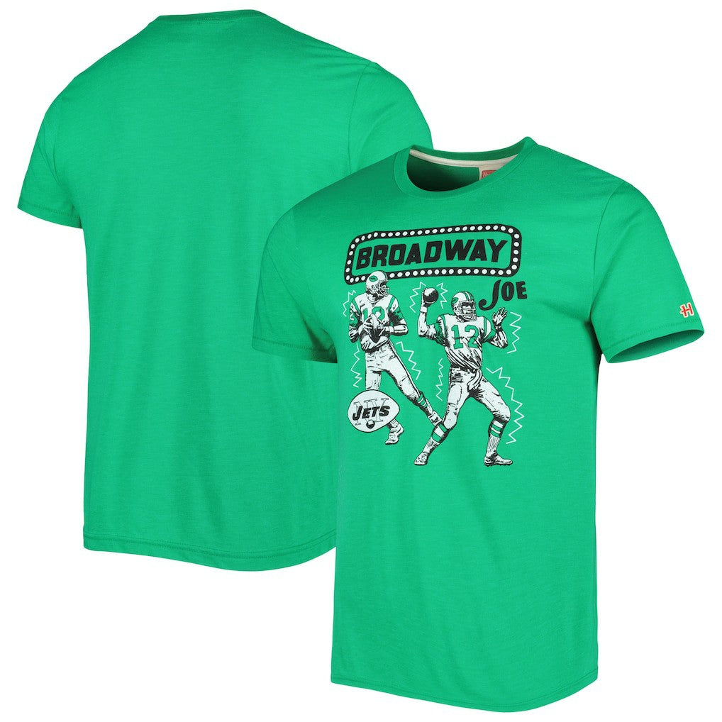Joe Namath New York Jets Homage Unisex Unisex Caricature Retired Player Tri-Blend T-Shirt - Heather Green cheap
