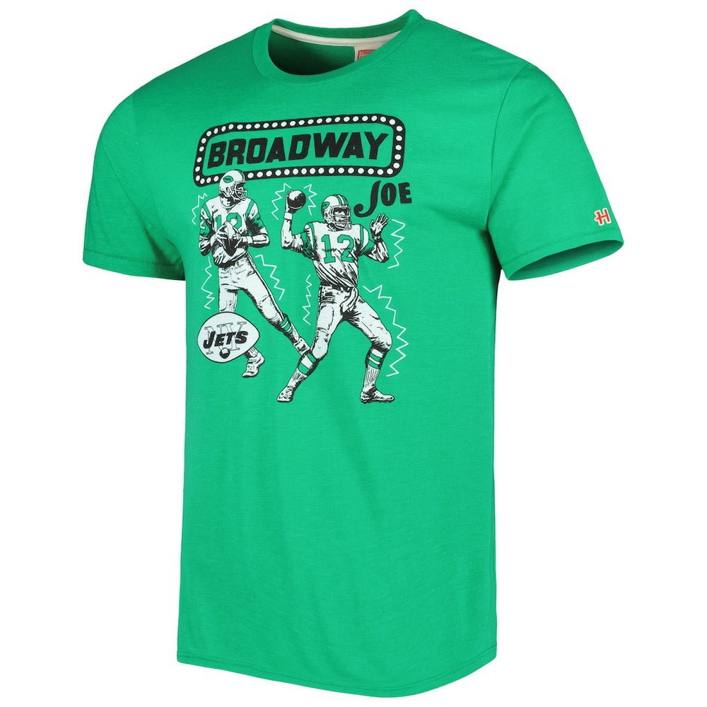Joe Namath New York Jets Homage Unisex Unisex Caricature Retired Player Tri-Blend T-Shirt - Heather Green cheap