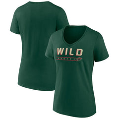 Minnesota Wild Women's Primary Play V-Neck T-Shirt Green
