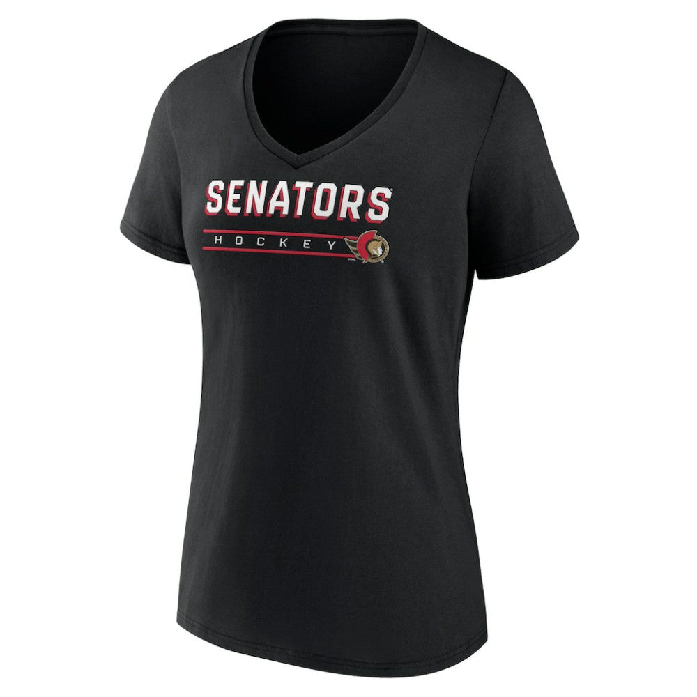 Ottawa Senators Women's Primary Play V-Neck T-Shirt Black