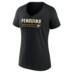 Pittsburgh Penguins Women's Primary Play V-Neck T-Shirt Black