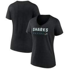 San Jose Sharks Women's Primary Play V-Neck T-Shirt Black