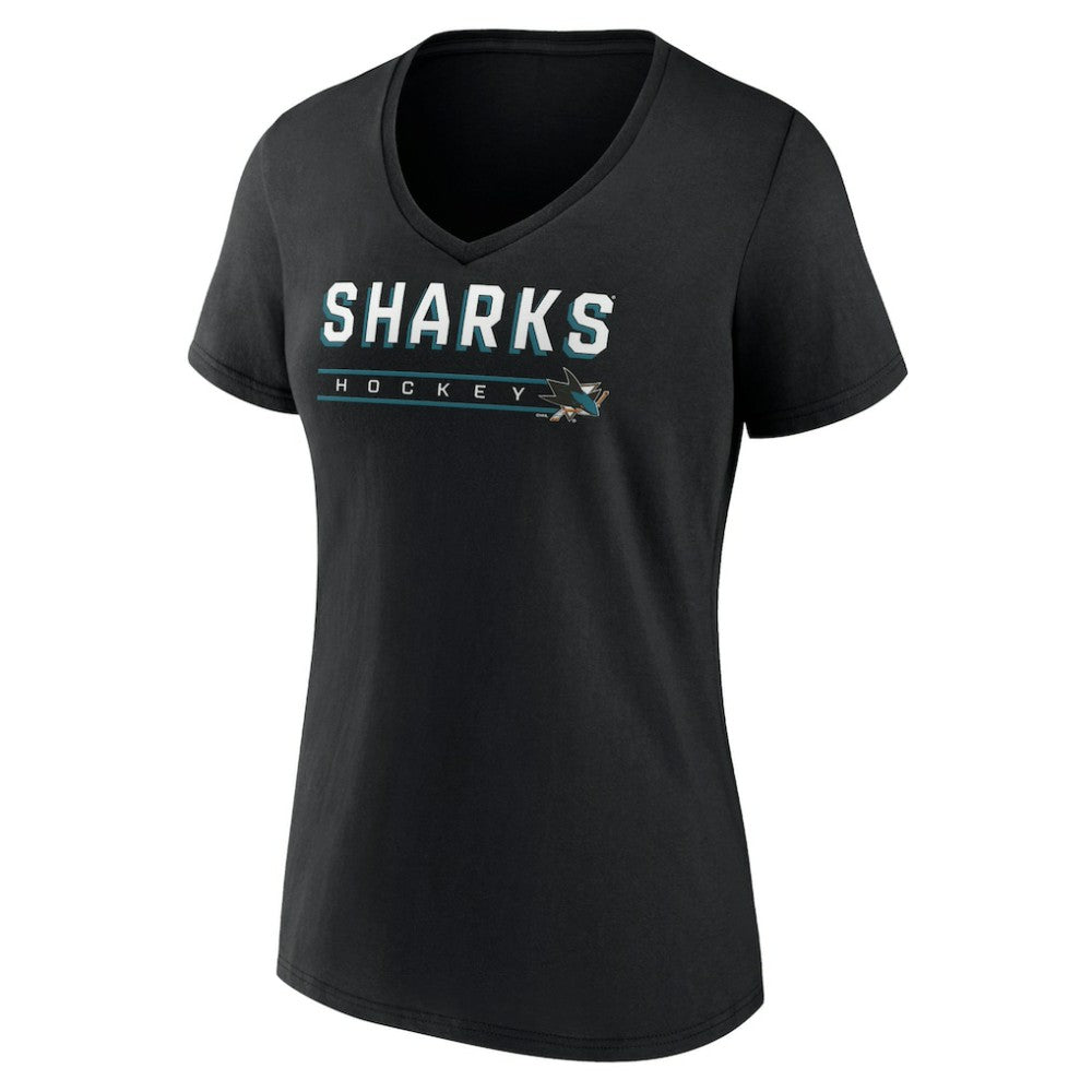 San Jose Sharks Women's Primary Play V-Neck T-Shirt Black
