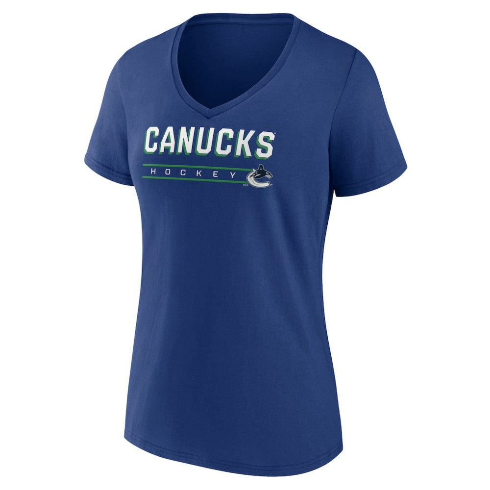 Vancouver Canucks Women's Primary Play V-Neck T-Shirt Blue
