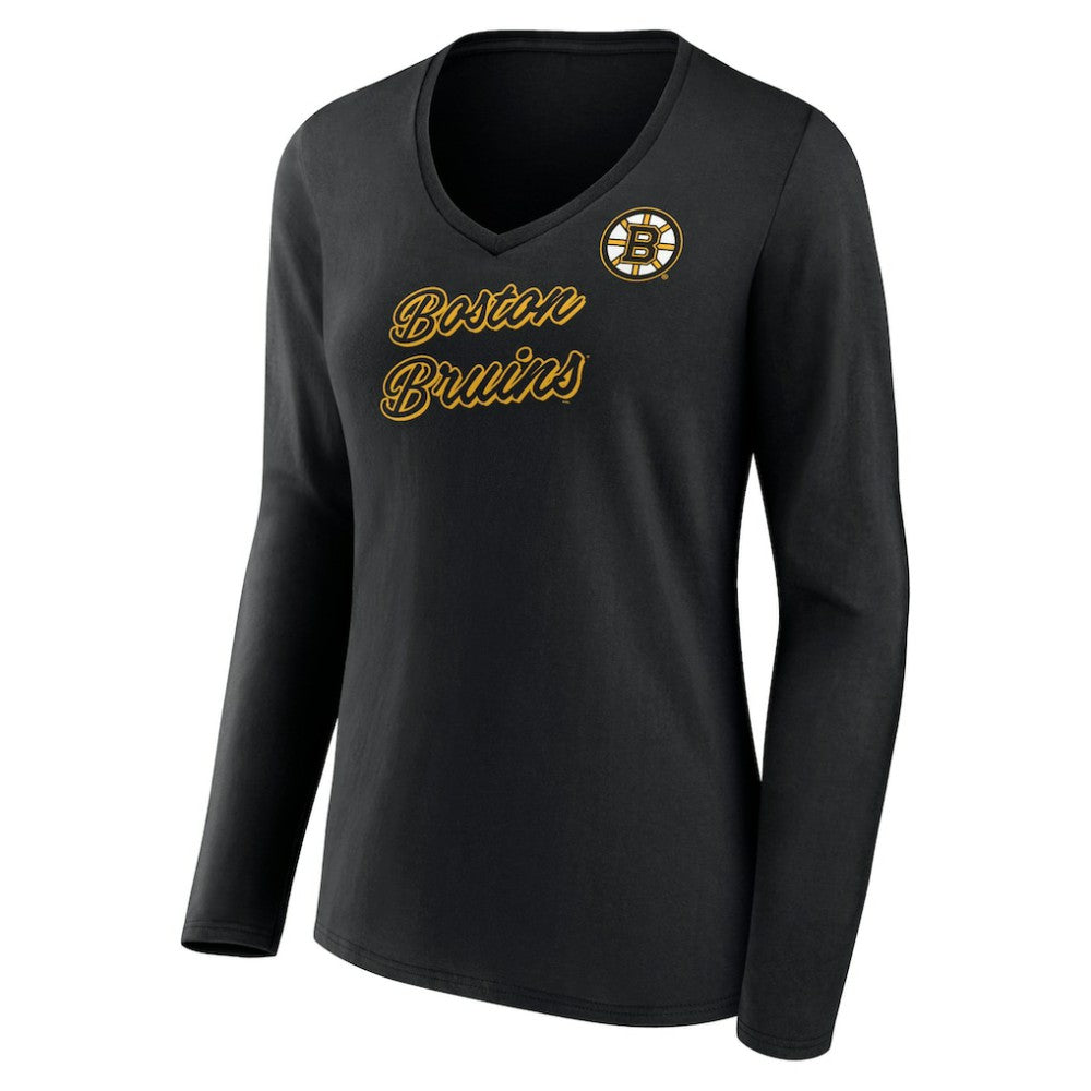 Boston Bruins Women's Forge Long Sleeve V-Neck T-Shirt Black