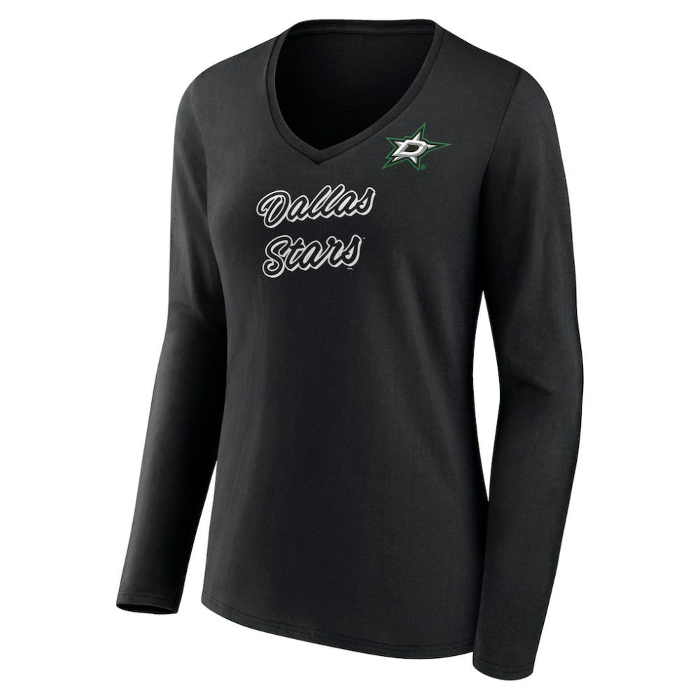 Dallas Stars Women's Forge Long Sleeve V-Neck T-Shirt Black