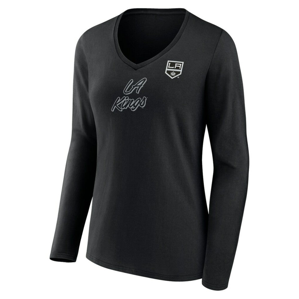 Los Angeles Kings Women's Forge Long Sleeve V-Neck T-Shirt Black