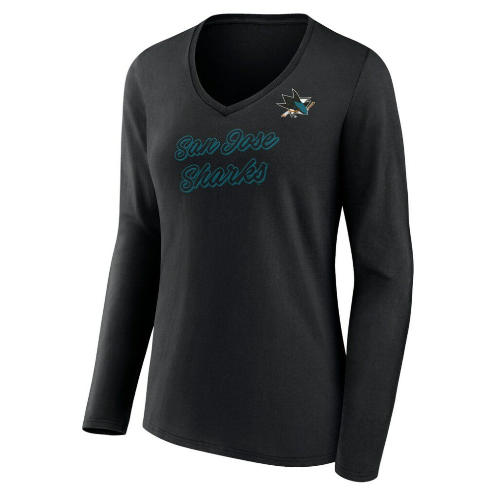 San Jose Sharks Women's Forge Long Sleeve V-Neck T-Shirt Black