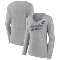 Tampa Bay Lightning Women's Forge Long Sleeve V-Neck T-Shirt Heathered Gray