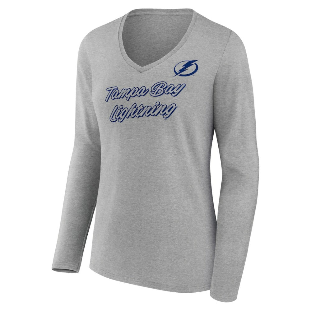 Tampa Bay Lightning Women's Forge Long Sleeve V-Neck T-Shirt Heathered Gray
