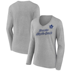Toronto Maple Leafs Women's Forge Long Sleeve V-Neck T-Shirt Heathered Gray