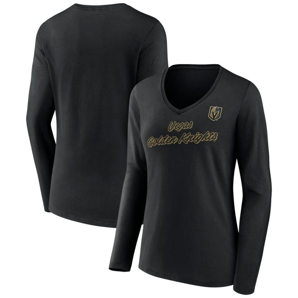 Vegas Golden Knights Women's Forge Long Sleeve V-Neck T-Shirt Black