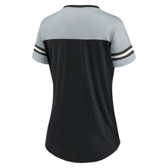 Las Vegas Raiders Women's Blitz & Glam Lace-Up V-Neck Jersey T-Shirt - Black/Silver online