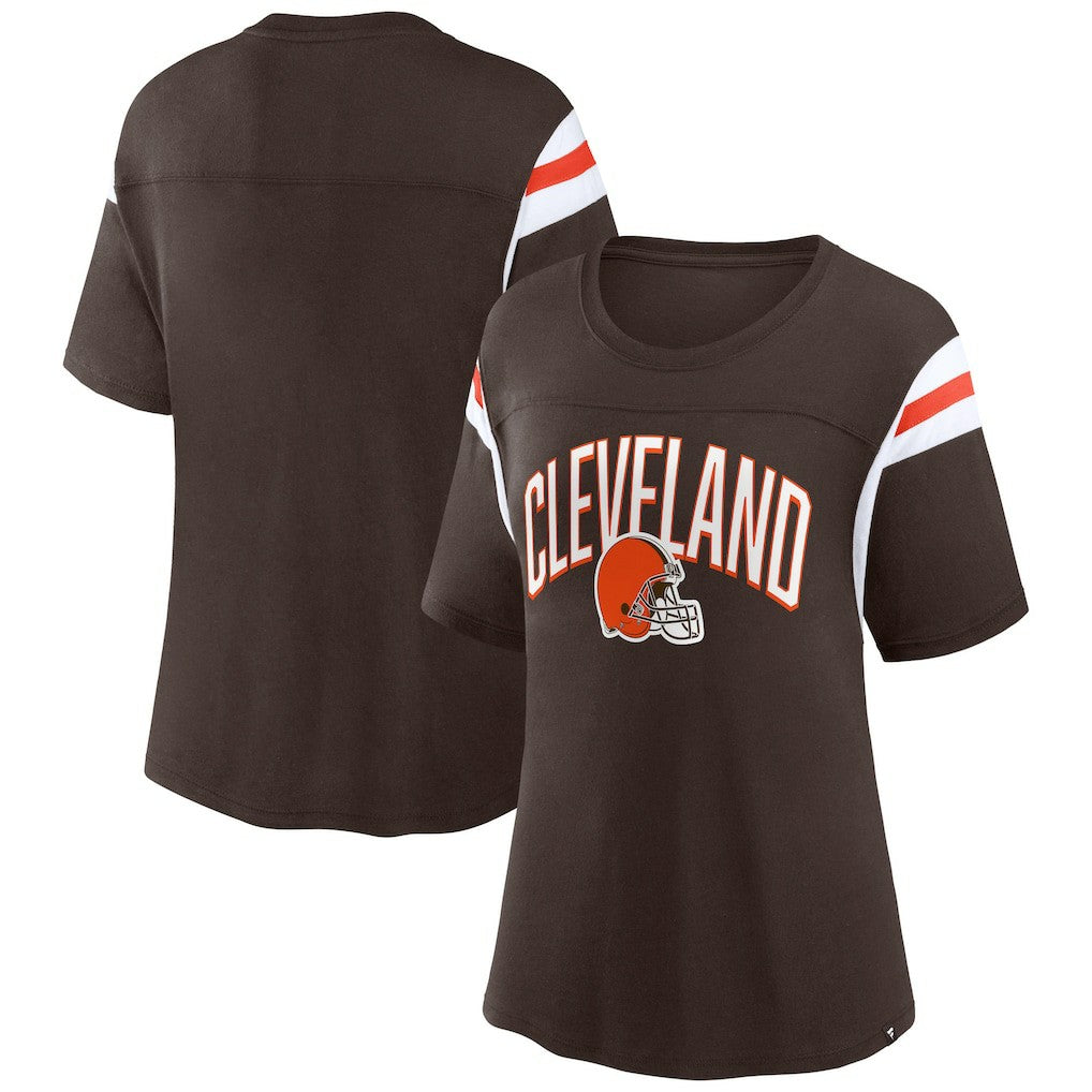 Cleveland Browns Women's Earned Stripes T-Shirt - Brown discount