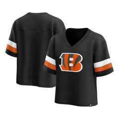 Cincinnati Bengals Women's Established Jersey Cropped V-Neck T-Shirt - Black sale