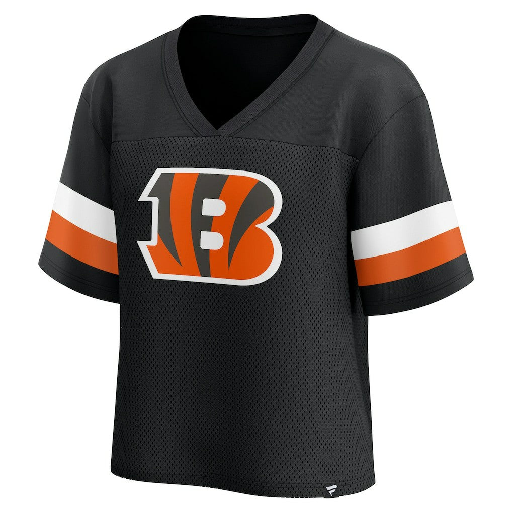 Cincinnati Bengals Women's Established Jersey Cropped V-Neck T-Shirt - Black sale