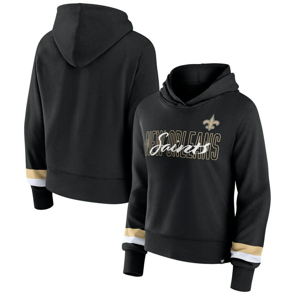 New Orleans Saints Women's Over Under Pullover Hoodie - Black discount