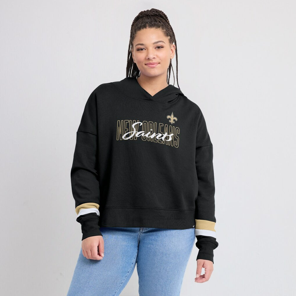 New Orleans Saints Women's Over Under Pullover Hoodie - Black discount