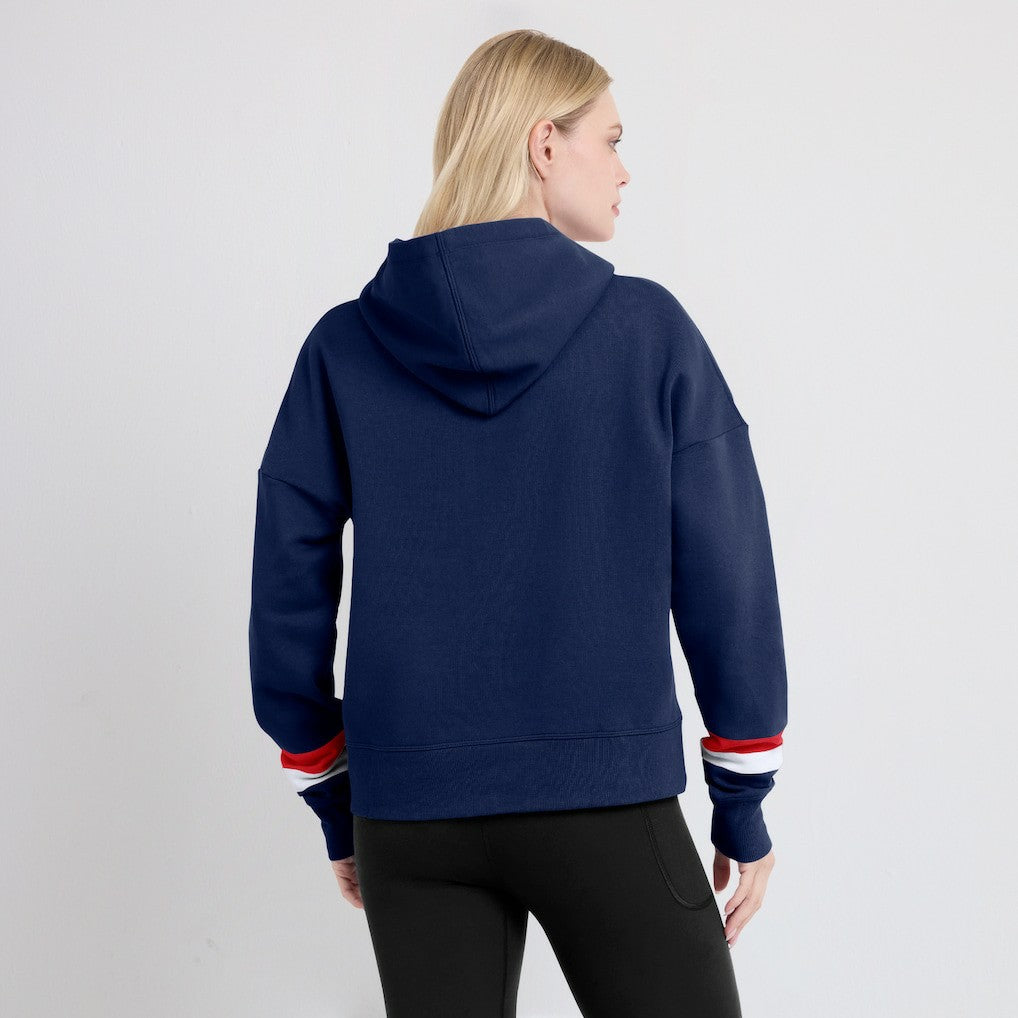 New England Patriots Women's Over Under Pullover Hoodie - Navy sale