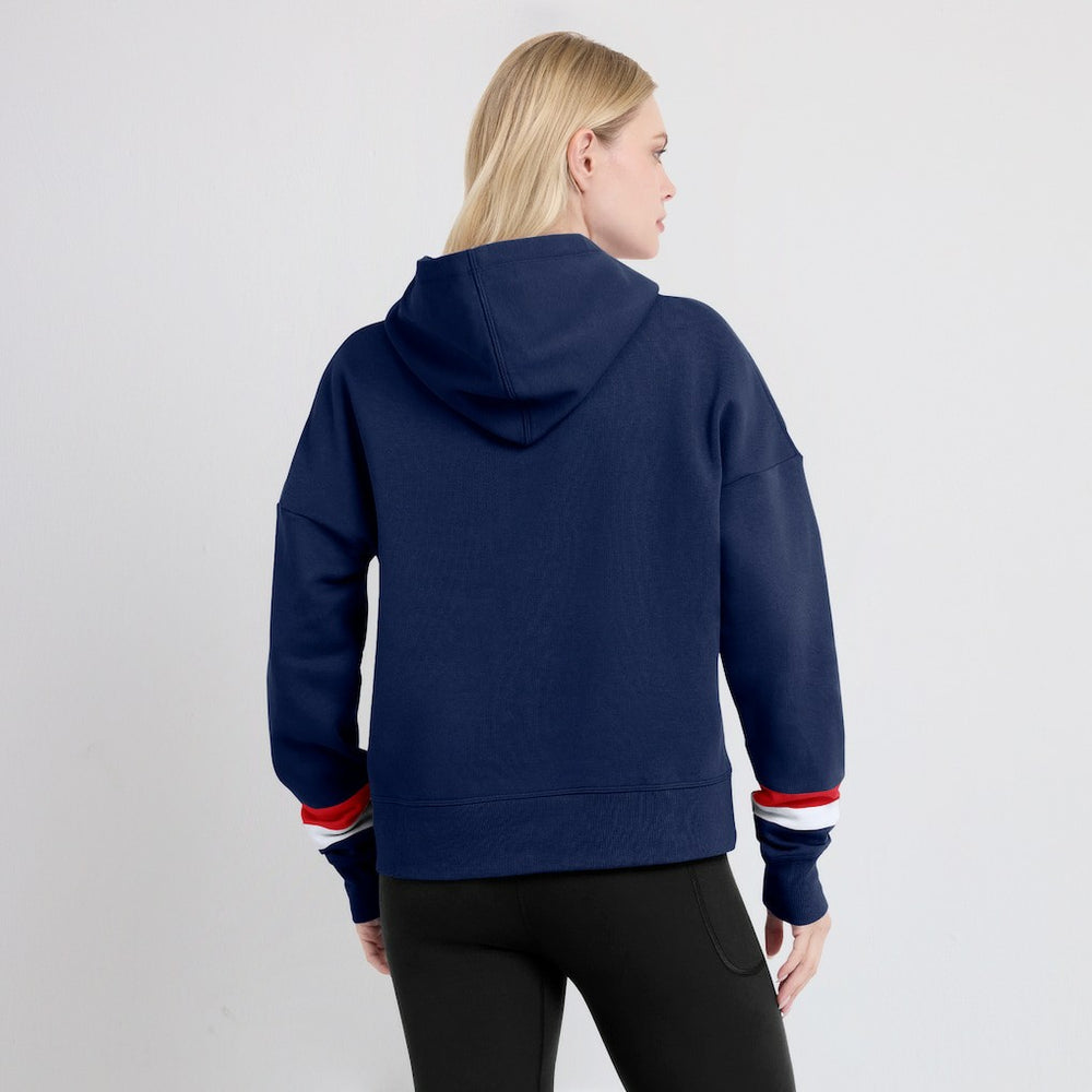 New England Patriots Women's Over Under Pullover Hoodie - Navy sale