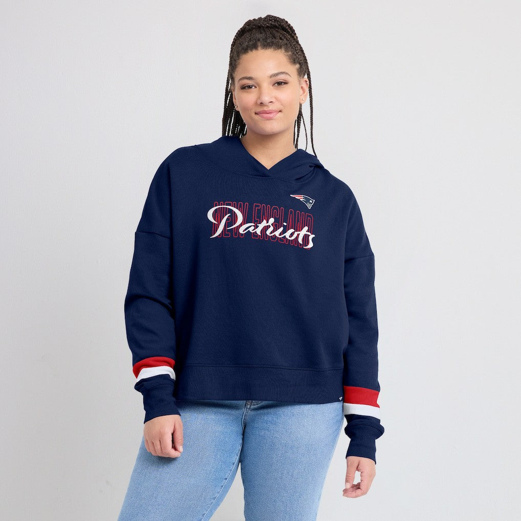 New England Patriots Women's Over Under Pullover Hoodie - Navy sale