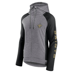 New Orleans Saints Women's Blind Side Lightweight Full-Zip Hoodie - Heather Gray/College Black on sale