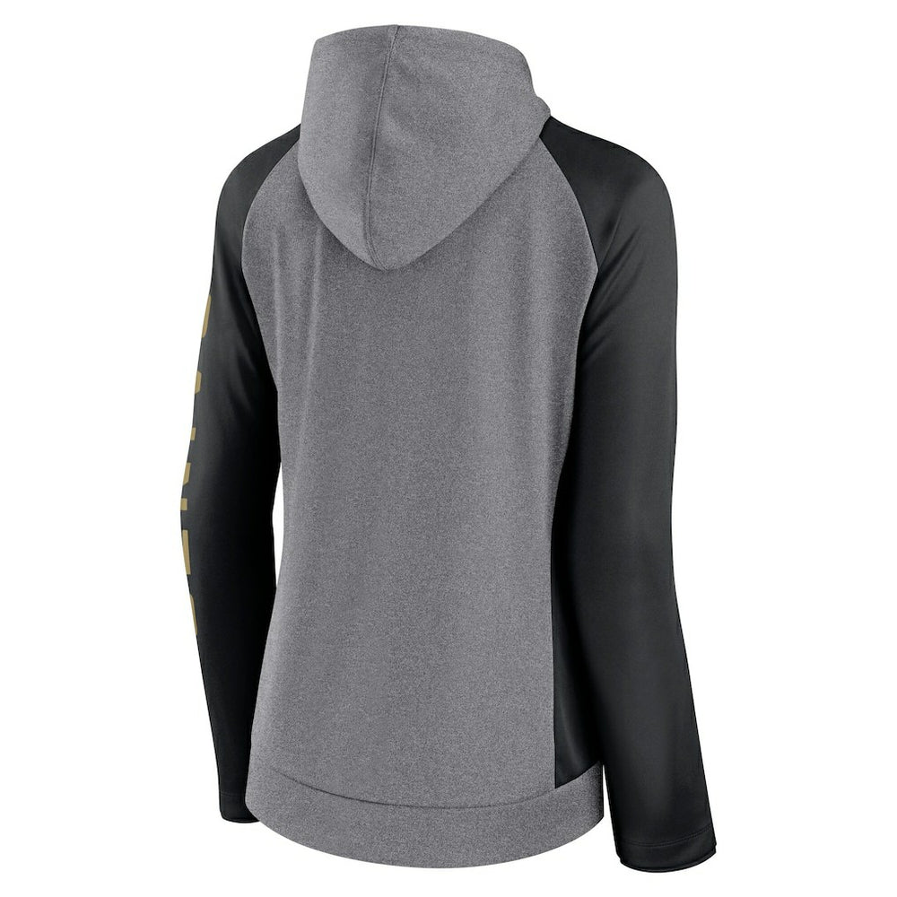 New Orleans Saints Women's Blind Side Lightweight Full-Zip Hoodie - Heather Gray/College Black on sale