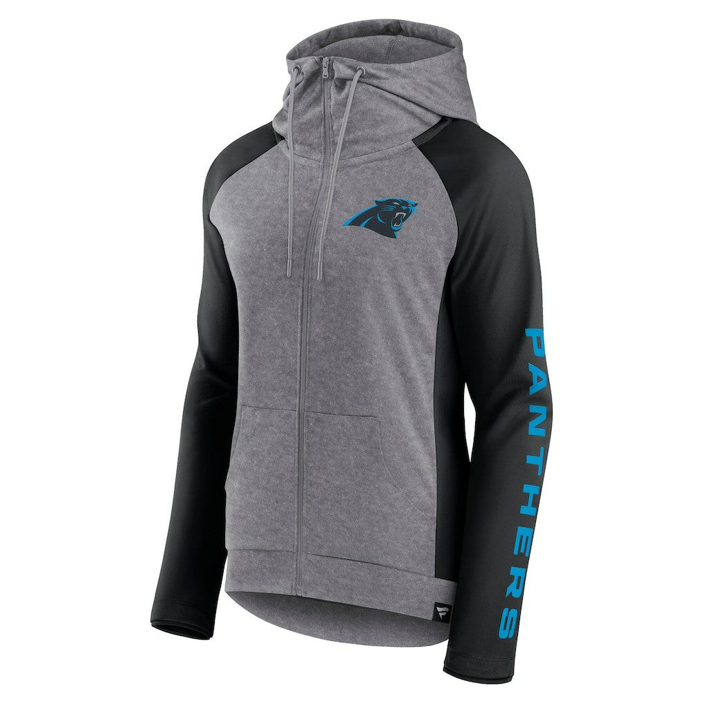 Carolina Panthers Women's Blind Side Lightweight Full-Zip Hoodie - Heather Gray/College Black sale