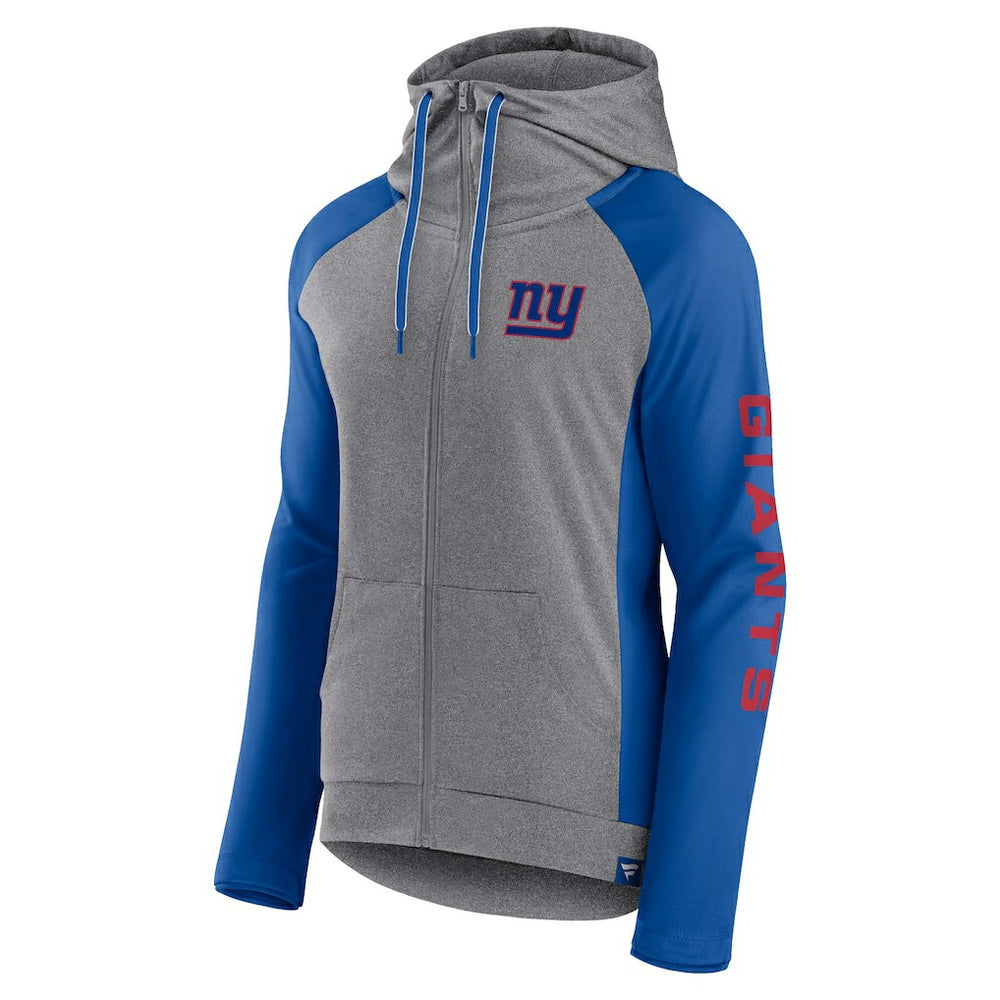 New York Giants Women's Blind Side Lightweight Full-Zip Hoodie - Heather Gray/College Royal online