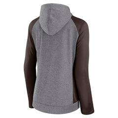 Cleveland Browns Women's Blind Side Lightweight Full-Zip Hoodie - Heather Gray/College Brown on sale