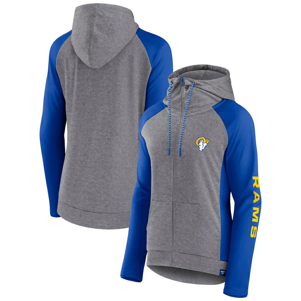 Los Angeles Rams Women's Blind Side Lightweight Full-Zip Hoodie - Heather Gray/College Royal outlet