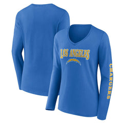 Los Angeles Chargers Women's Wordmark Long Sleeve V-Neck T-Shirt - Powder Blue outlet