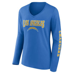 Los Angeles Chargers Women's Wordmark Long Sleeve V-Neck T-Shirt - Powder Blue outlet