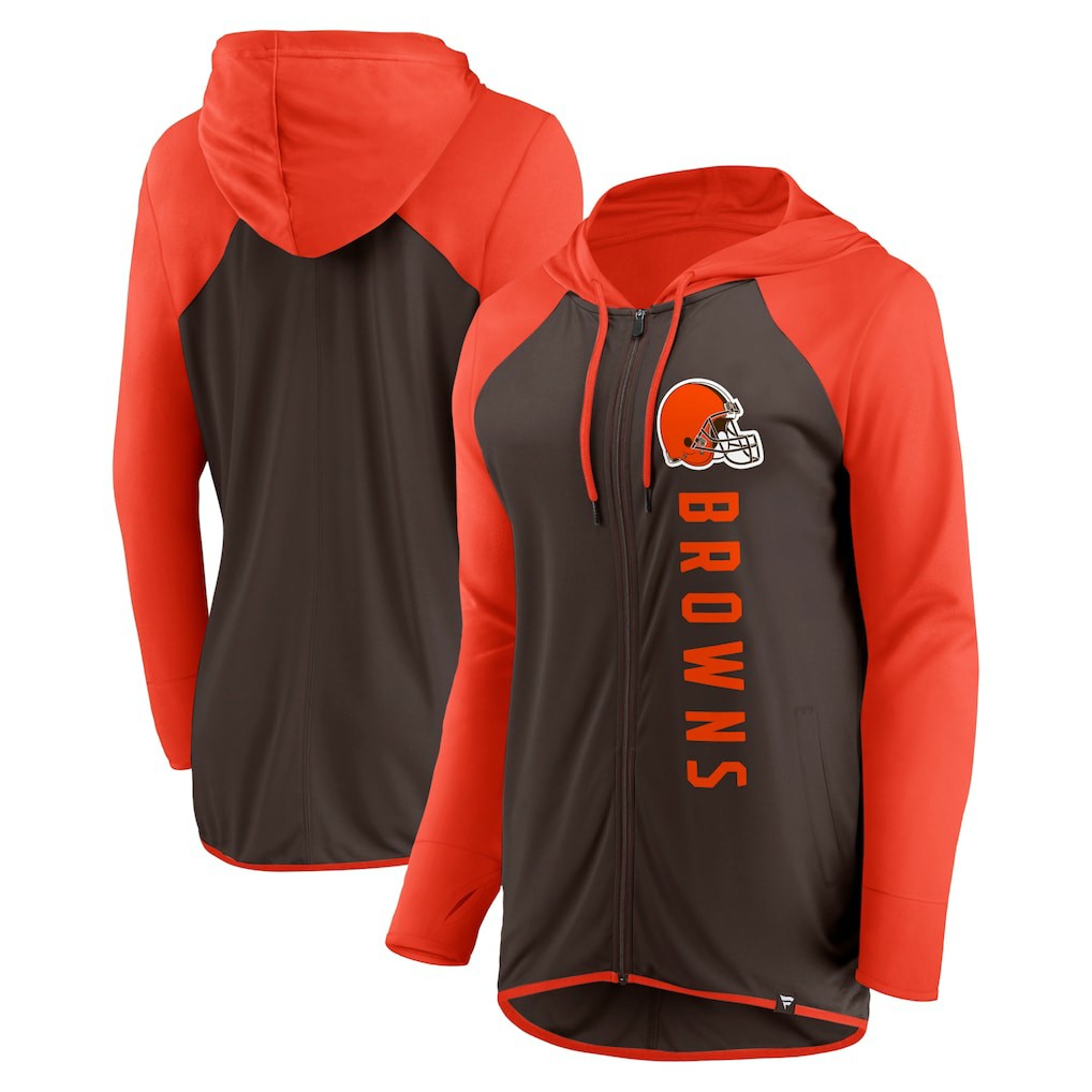 Cleveland Browns Women's Forever Fan Full-Zip Hoodie - Brown/Orange for sale