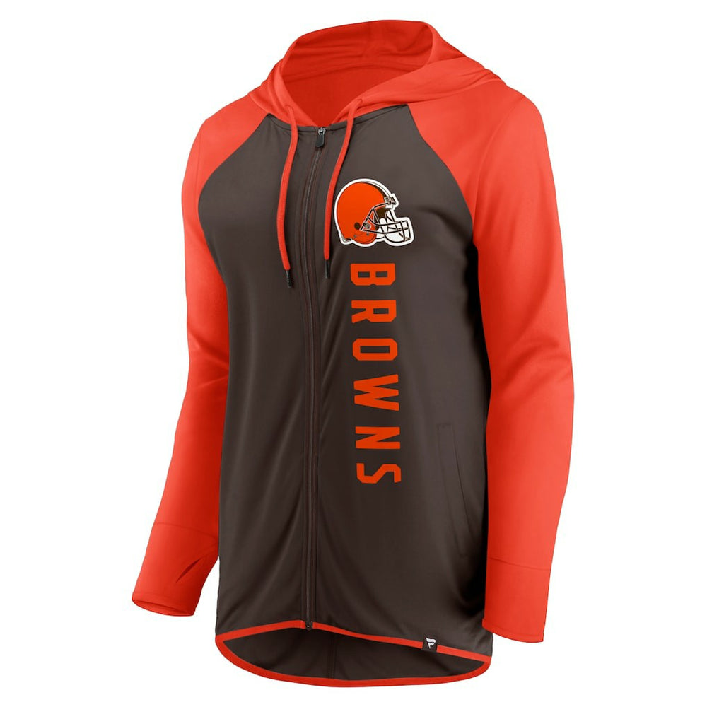Cleveland Browns Women's Forever Fan Full-Zip Hoodie - Brown/Orange for sale