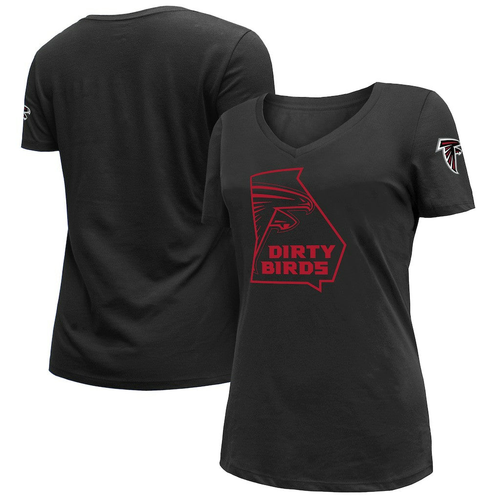 Atlanta Falcons New Era Women's Dirty Birds Kickoff V-Neck T-Shirt - Black outlet