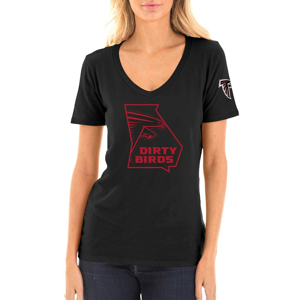 Atlanta Falcons New Era Women's Dirty Birds Kickoff V-Neck T-Shirt - Black outlet